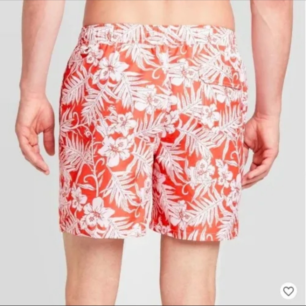 Mens Goodfellow & Co. Floral Red Swim Trunks - Picture 3 of 10